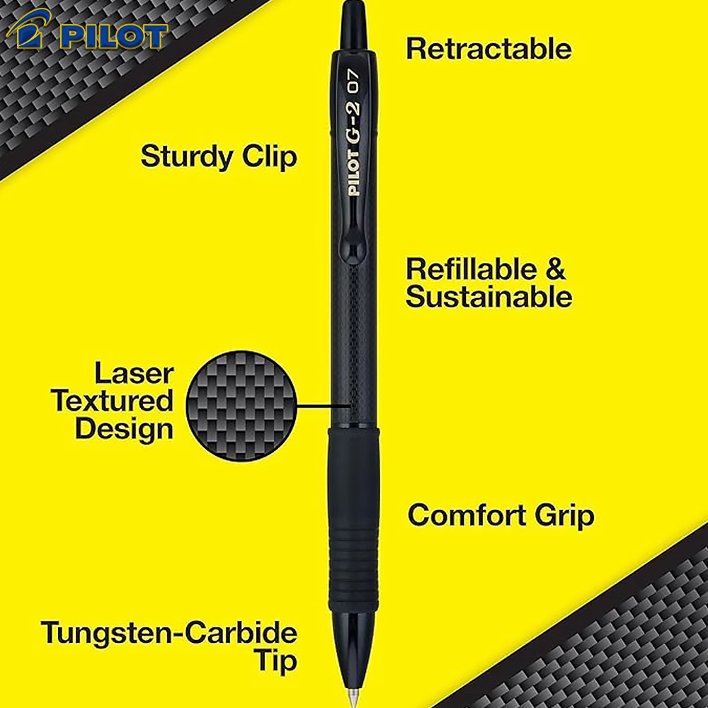 Pilot Pen G2 - ปากกาเจลนิวเจแปนไพล็อต G2 ใบมีดสีดำ ลายคาร์บอนไฟเบอร์ รุ่นลิมิเต็ด ปากกาโรลเลอร์บอล