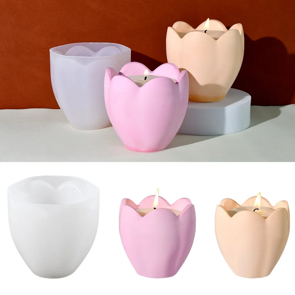 Craft Embellishment Storage - ทิวลิปเทียนผู้ถือแม่พิมพ์ซิลิโคนดอกไม้เรซิ่นสบู่ทําเครื่องมือพืชเทียนของขวัญวันเกิดยิปซั่มกล่องเครื่องประดับ