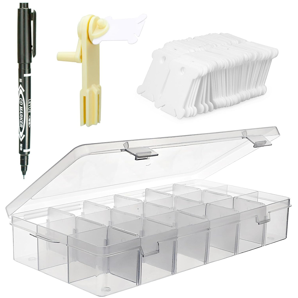 Craft Embellishment Storage - กล่องเก็บไหมปักผ้า 18 ช่อง พร้อมที่เก็บไหมปักครอสติช ที่ม้วนไหมปัก และปากกาเขียนไหมปัก