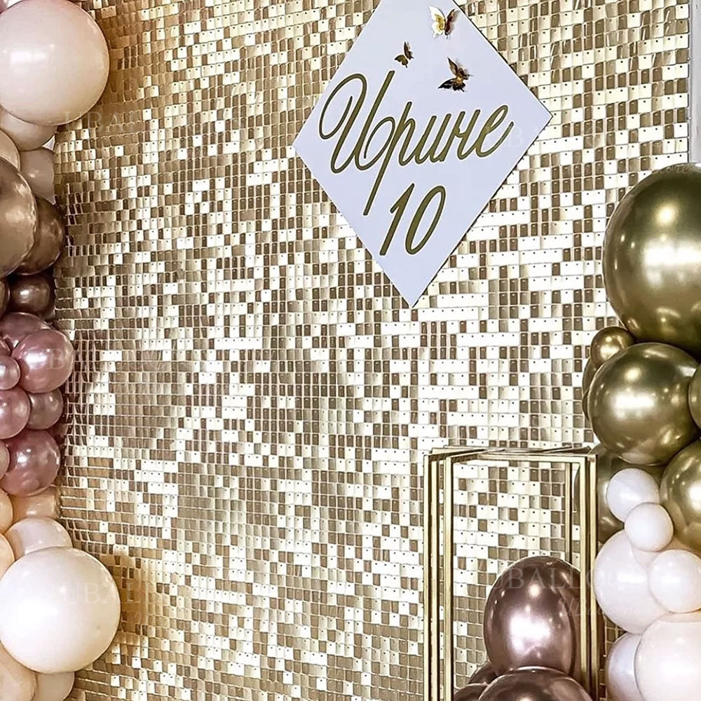 Sequin Fabric Panel - แชมเปญทอง Shimmer ฉากหลังแผง 12/24pcs Light GOLD