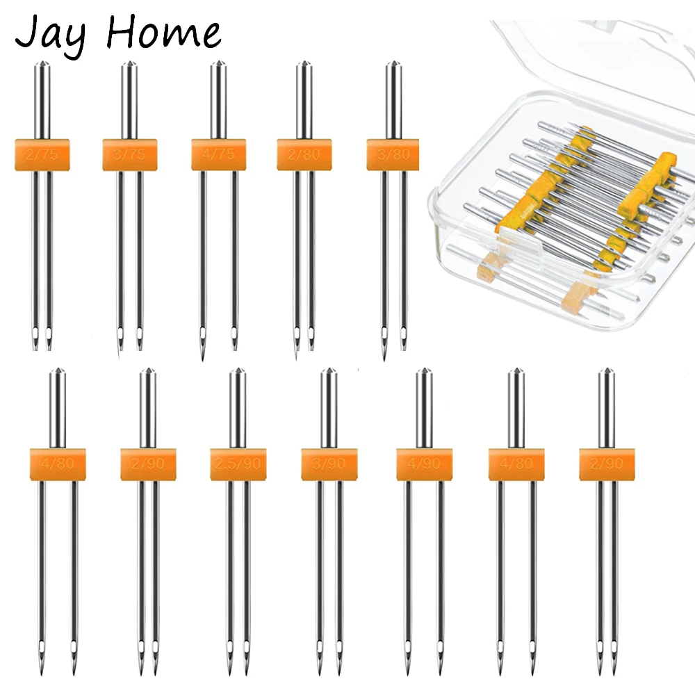 Craft Embellishment Storage - 10PCS จักรเย็บผ้าเข็มคู่คู่เข็มคู่ Pins เข็มยืดคู่พร้อมกล่องพลาสติกสําหรับจักรเย็บผ้าในครัวเรือน