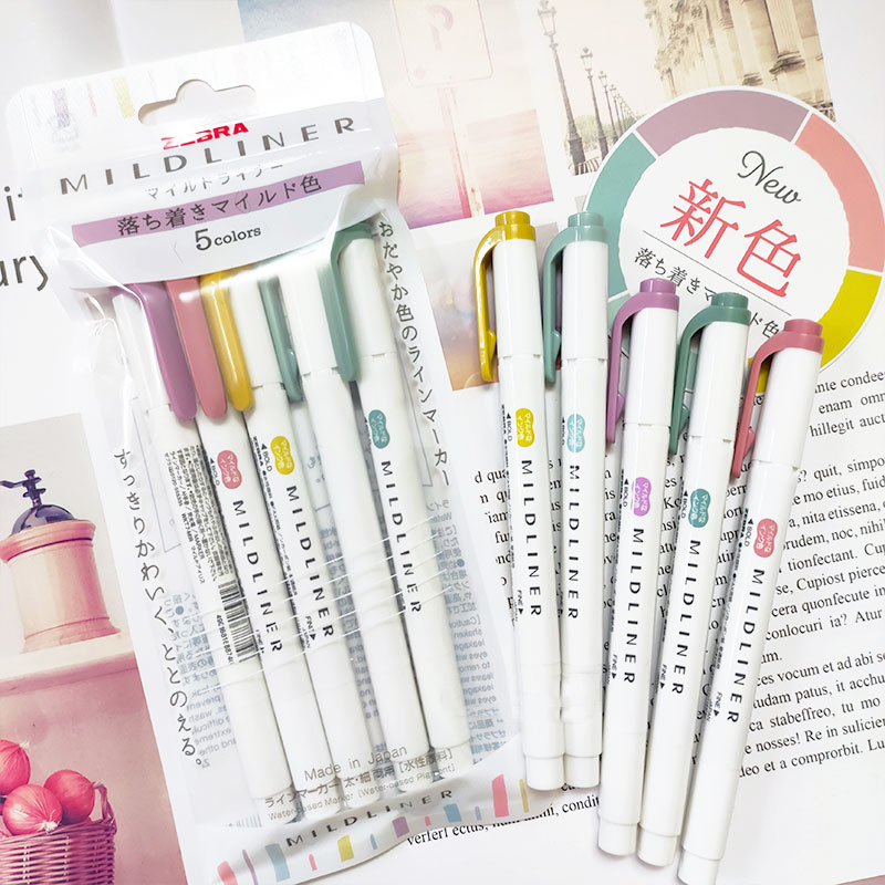 Zebra Pen Mildliner - ใหม่ ZEBRA Mildliner Highlighter Markers,WKT7 double-ended