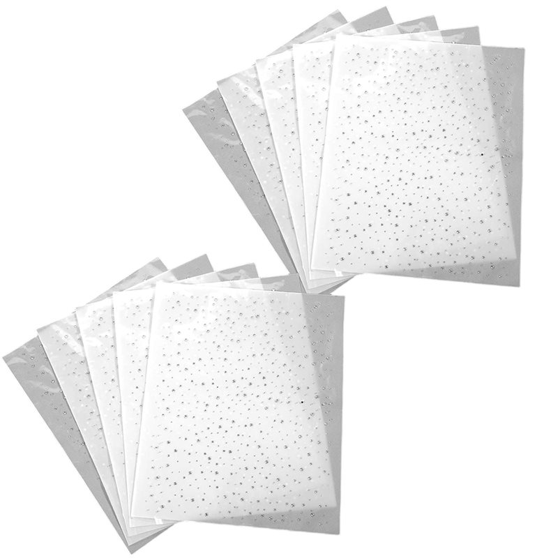 Hotfix Rhinestone Sheet - คริสตัลติดเสื้อแบบรีดร้อน ลายกลิตเตอร์ แผ่นเรียบ ทรงกลม 10 แผ่น