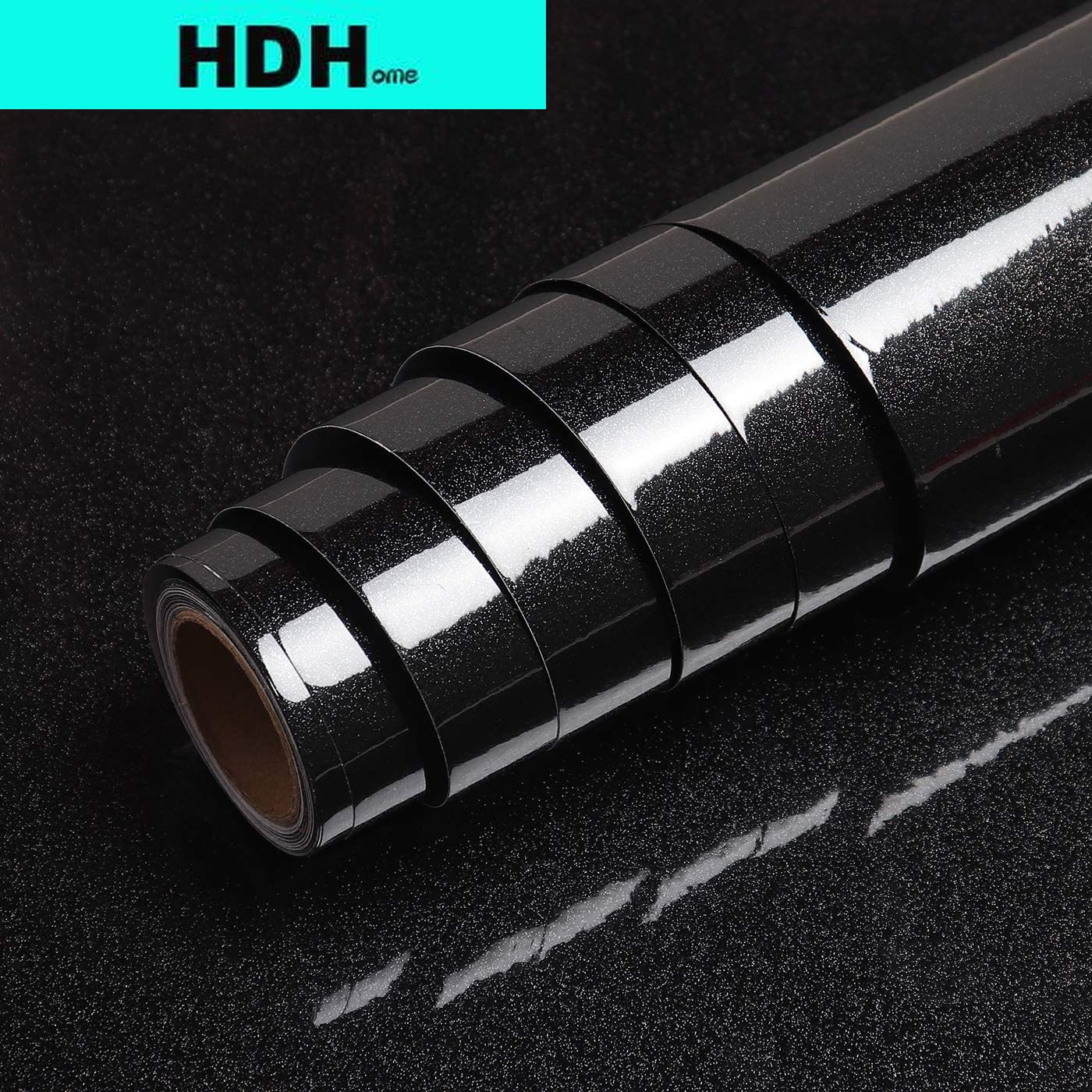 Glitter Vinyl Roll - Glitter สีดำสติ๊กเกอร์แปะผนังสำหรับ Countertops สีดำ Peel และ