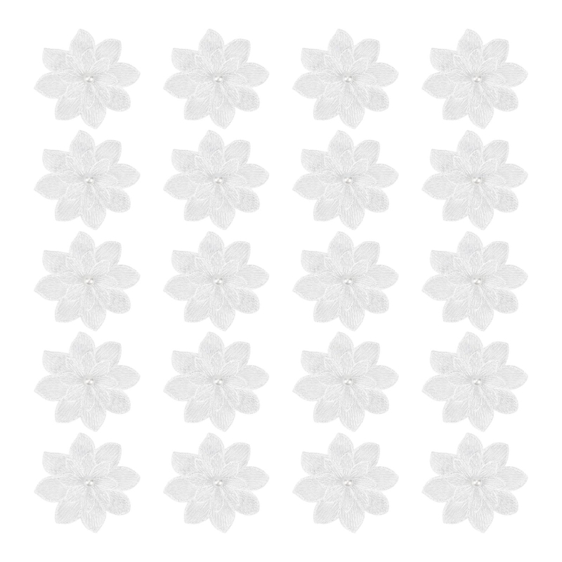Applique Patch Flower - 20แพ็คตกแต่งดอกไม้สีขาวเย็บปักถักร้อยแพทช์งานฝีมือที่สวยงามดอกไม้Appliquesสำหรับหัตถกรรมและจัดแต่งทรงผมD0UB
