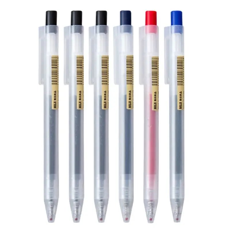Muji Stationery Gel Pen - 1/3 ชิ้น/เซ็ต Kawaii MUJIs เจลปากกาสีดํา/สีแดง/สีฟ้า 0.5