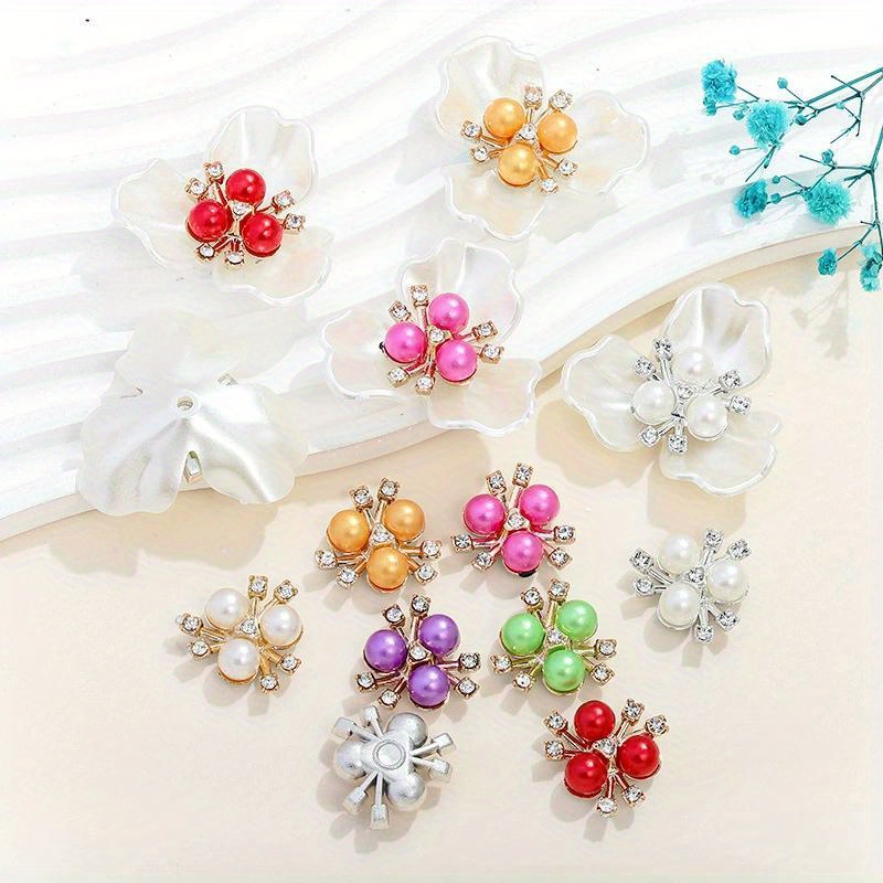 Sew On Rhinestone - อุปกรณ์เย็บผ้าประดับเพชรเทียม คริสตัล ไข่มุก 50 ชิ้น สำหรับตกแต่งเสื้อผ้า