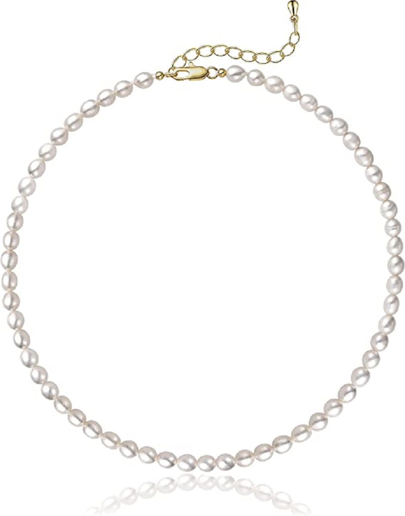 Pearl Trim Chain - สร้อยคอไข่มุก 5-7 มม.ไข่สีขาวไข่มุก Strand สร้อยคอ Choker
