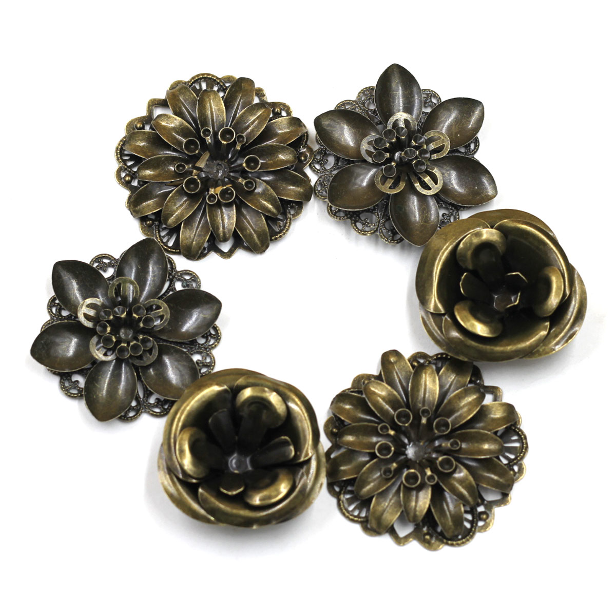 Embellish Craft - 6 ชิ้น Embellishments ผสมดอกไม้รูปแบบ Filigree Wraps