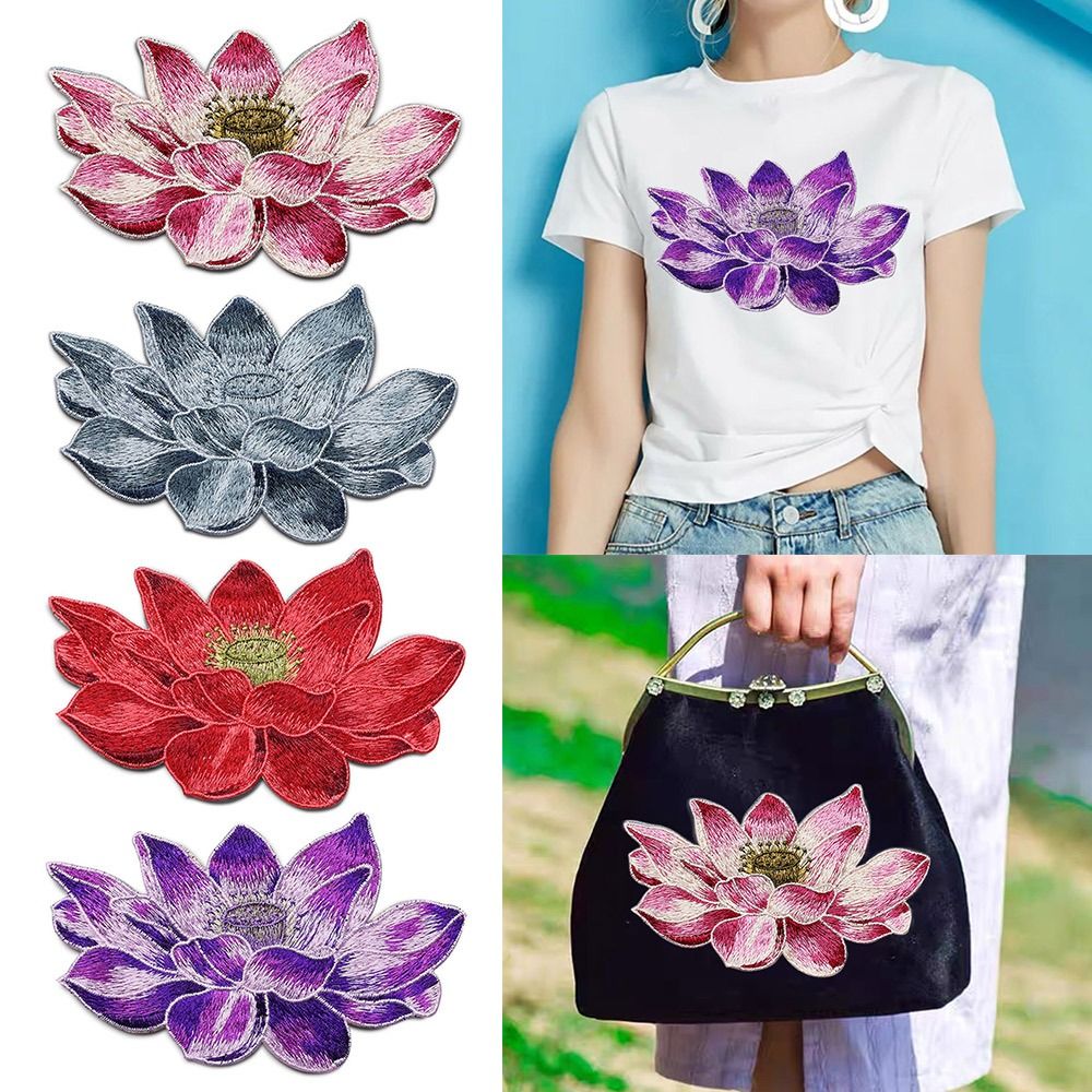 Applique Patch Flower - กระเป๋าปัก tempelan Bunga บัวแบบ DIY แผ่นปะติดสำหรับเสื้อผ้าชุดกี่เพ้าเครื่องประดับชุดแต่งงาน