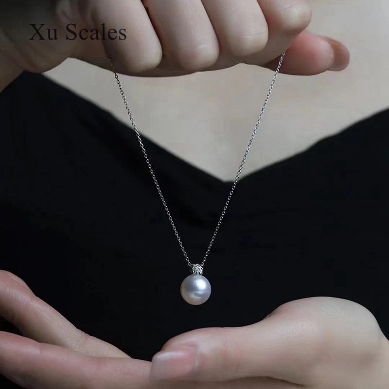 Pearl Trim Chain - จี้มุกธรรมชาติ9-11มม.S925เงินสเตอร์ลิง Princess Aurora เล็กน้อยมีข้อบกพร่อง Edison สีขาวสร้อยคอมุกน้ำจืดเครื่องประดับ