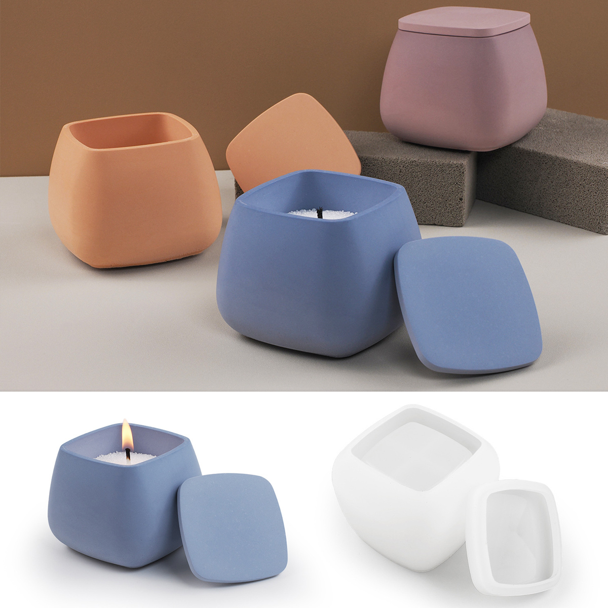 สแควร์เทียน Jar แม่พิมพ์ซิลิโค - Craft Embellishment Storage บทวิจารณ์และราคา