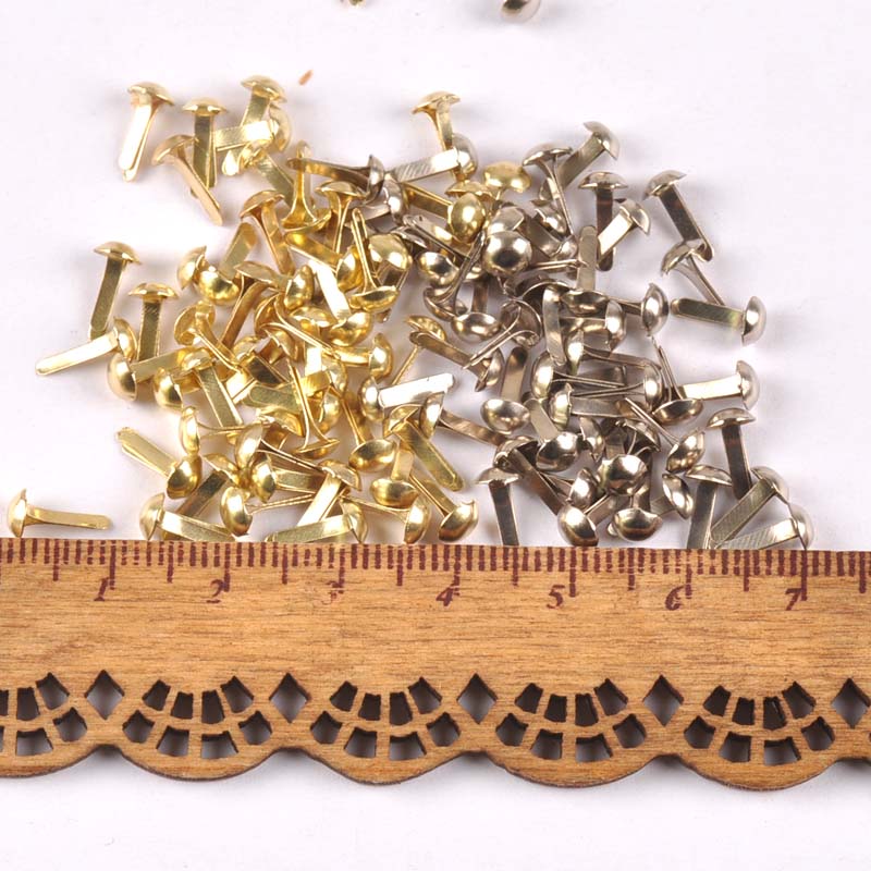 100PCs ผสมเงิน/ทองรอบ Brad Scr - Embellishments For Scrapbooking บทวิจารณ์และราคา