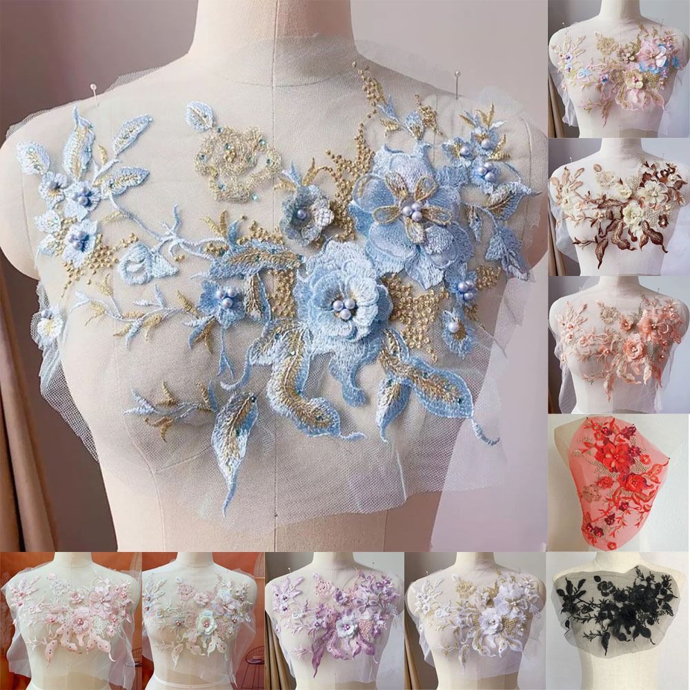3D ดอกไม้ลูกปัดผ้าลูกไม้ Appli - Applique Patch Flower บทวิจารณ์และราคา