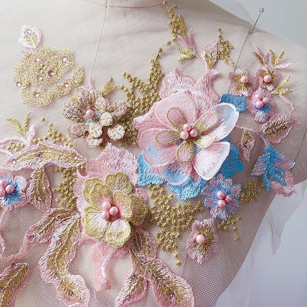 3D ดอกไม้ลูกปัดผ้าลูกไม้ Appli - Applique Patch Flower บทวิจารณ์และราคา