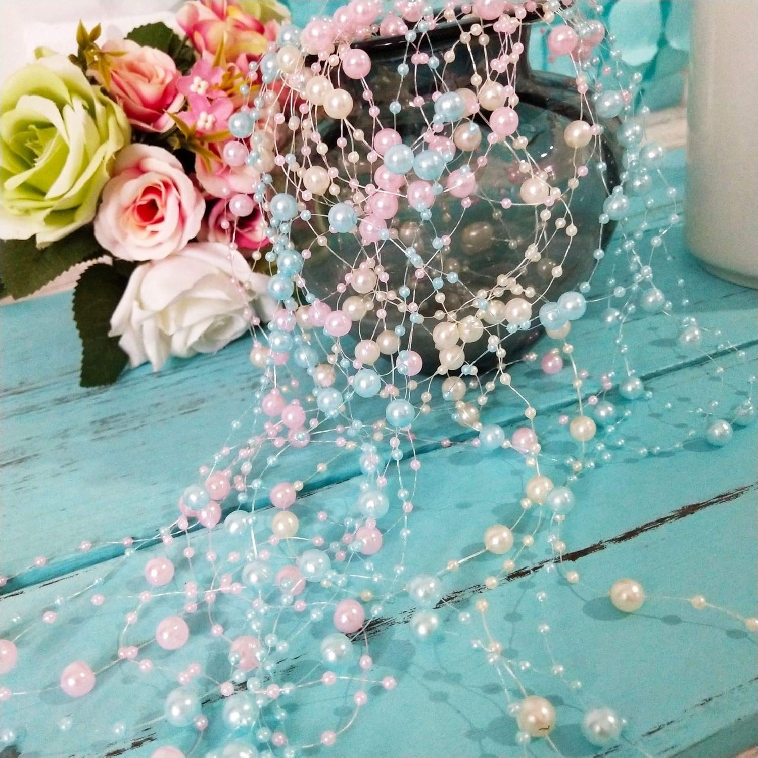 30/60 M 3-8 มม.สายตกปลาไข่มุกป - Pearl Trim Chain บทวิจารณ์และราคา