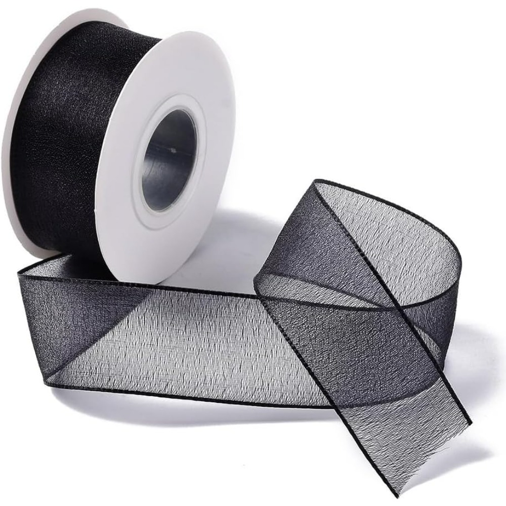1 นิ้วสีดํา Organza ริบบิ้นแบบ - Organza Ribbon Spool บทวิจารณ์และราคา