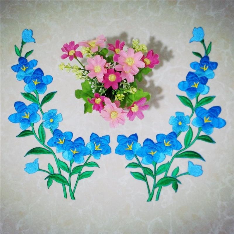ตัวรีดติด tempelan bunga สีฟ้า - Applique Patch Flower บทวิจารณ์และราคา