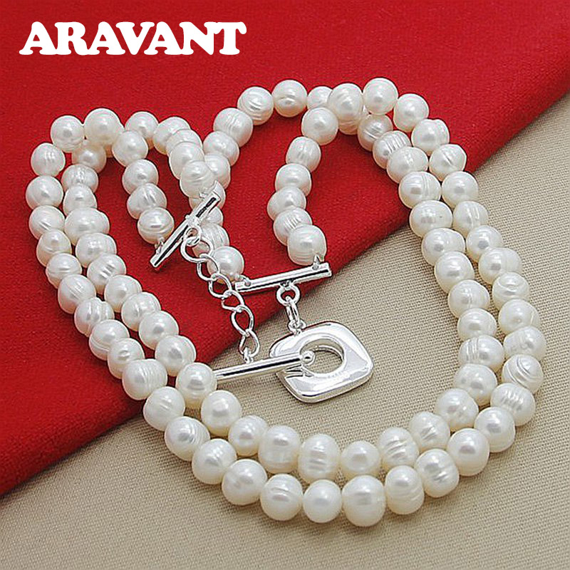 Aravant 925 Silver Double Laye - Pearl Trim Chain บทวิจารณ์และราคา