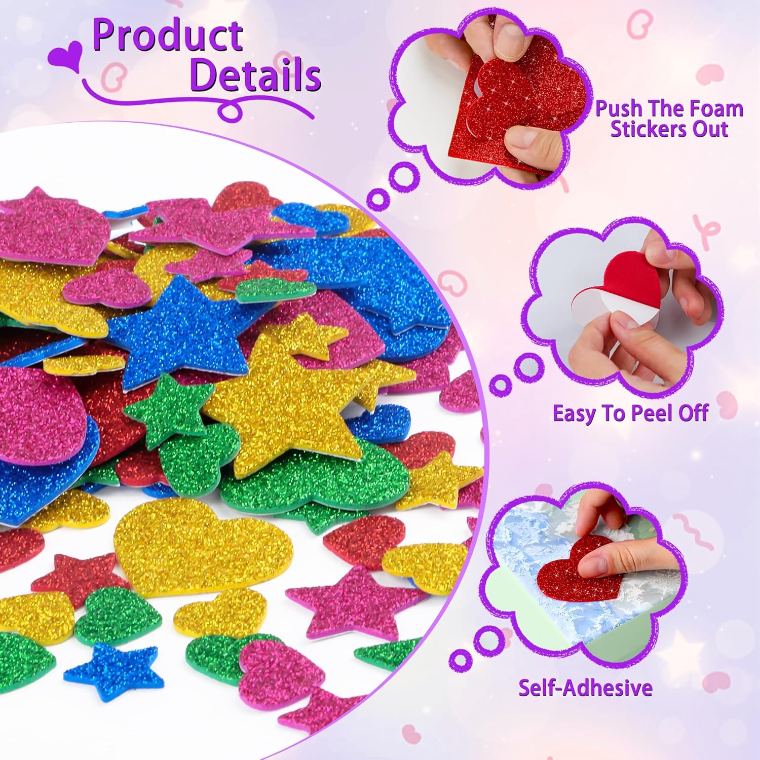 625 ชิ้น สติกเกอร์โฟมรูปหัวใจก - Glitter Vinyl Roll บทวิจารณ์และราคา