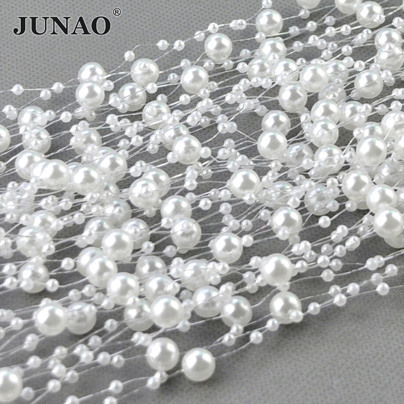 ลูกปัดมุกกลมสีขาว JUNAO ขนาด 2 - Pearl Trim Chain บทวิจารณ์และราคา