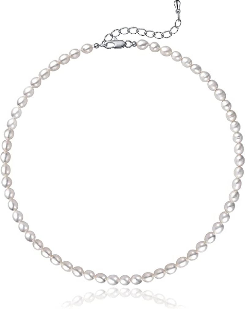 สร้อยคอไข่มุก 5-7 มม.ไข่สีขาวไ - Pearl Trim Chain บทวิจารณ์และราคา