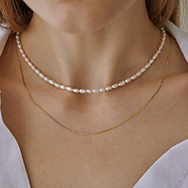 สร้อยคอไข่มุก 5-7 มม.ไข่สีขาวไ - Pearl Trim Chain บทวิจารณ์และราคา