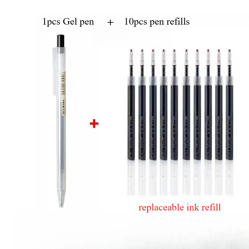 10 ชิ้น ปากกาแบบกดพร้อมไส้เติม - Muji Stationery Gel Pen บทวิจารณ์และราคา