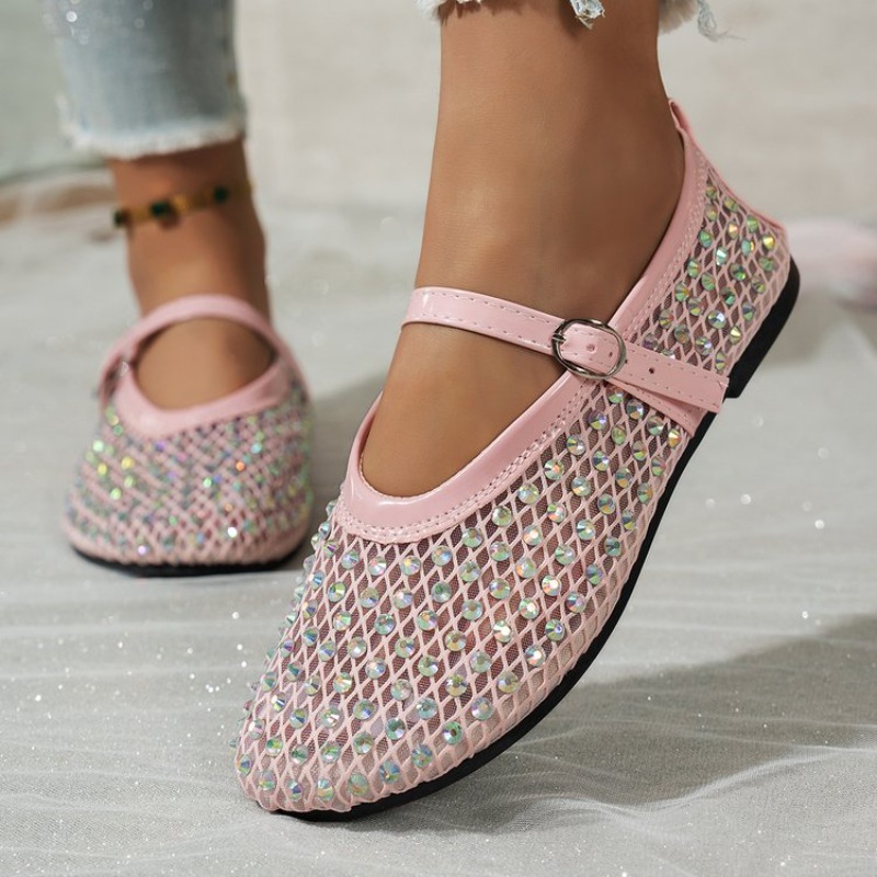 รองเท้าแฟชั่นผู้หญิงแบบสวมประด - Crystal Mesh Fabric บทวิจารณ์และราคา