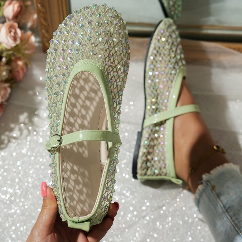 รองเท้าแฟชั่นผู้หญิงแบบสวมประด - Crystal Mesh Fabric บทวิจารณ์และราคา